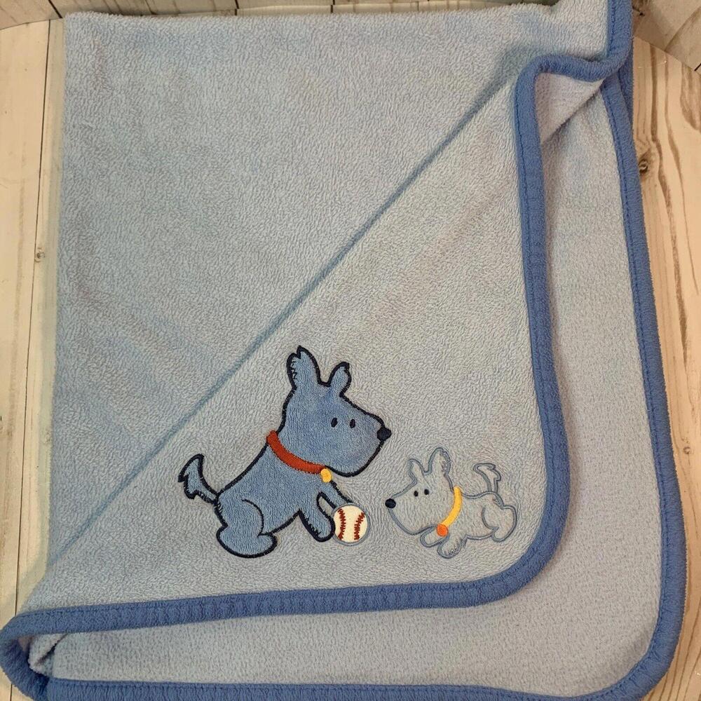 Carter's Dogs Puppy Baseball Blue Fleece‎ Baby Blanket 1618